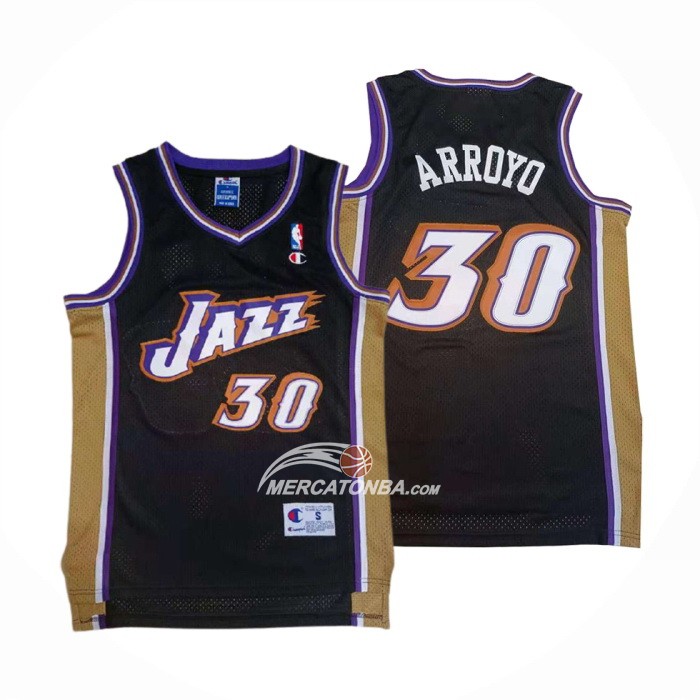 Maglia Utah Jazz Carlos Arroyo NO 30 Retro Nero